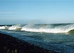 Waves crashing onto the beach